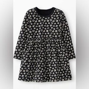 NWOT Hanna Andersson Long Sleeve Black  White Floral Cotton Playground Dress 4